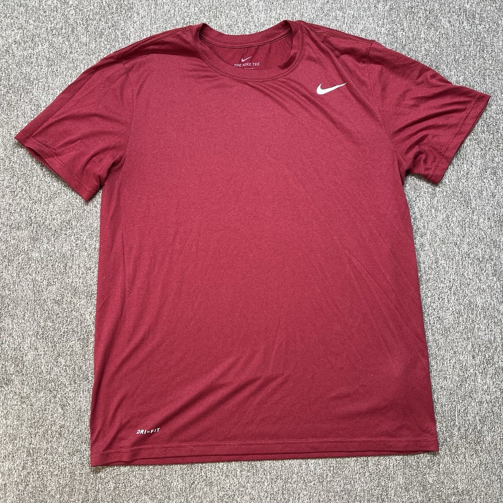 Men's Nike Dri Fit Training Shirt Maroon‎ Red Size Large Comfort Running (082)
